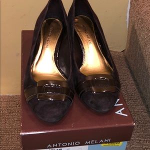 Antonio Melani Fudge Suede closed toe wedge